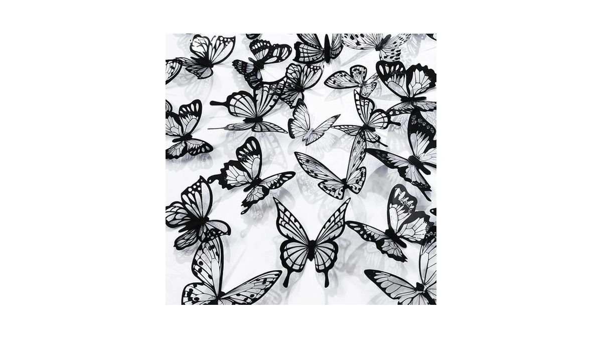 Ewong 3d Butterfly Wall Decor, 72pcs 10 Styles Black Decoration