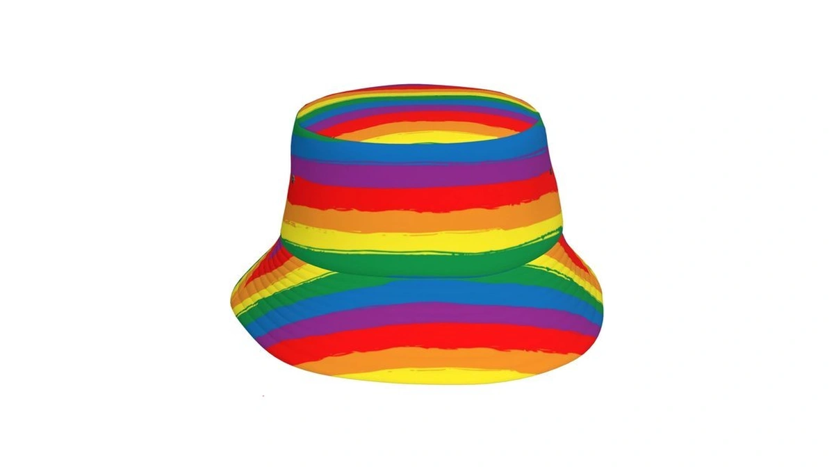 Rainbow Gay Pride Flag Striped Colorful Print Bucket Hat Fisherman