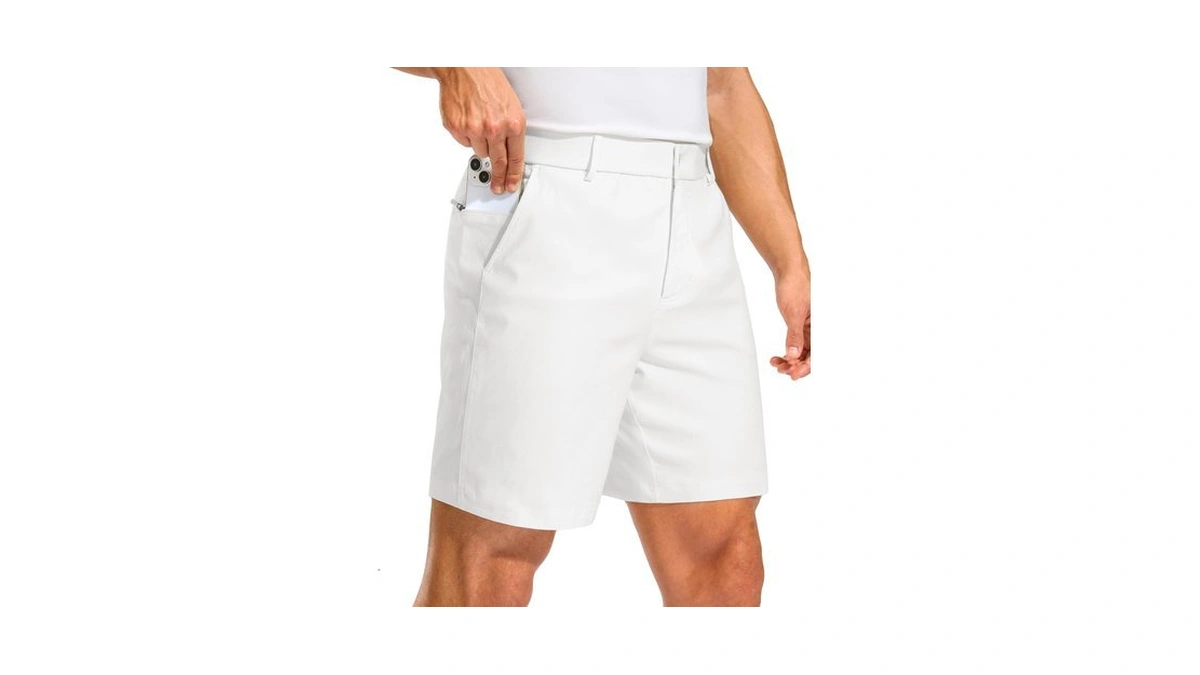 Pudolla Men's Golf Shorts 7"/9" With 3 Pockets(white 30wx7l)