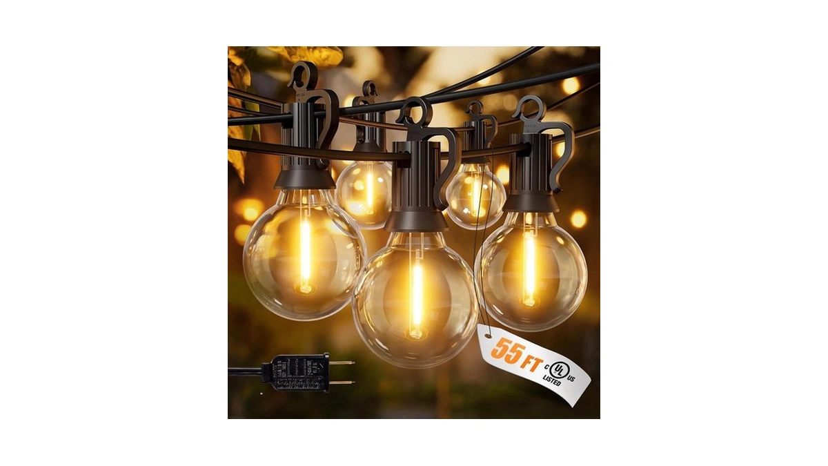 Outdoor String Lights, 55(50+5) Ft 25 Bulbs Ip65 Waterproof Patio