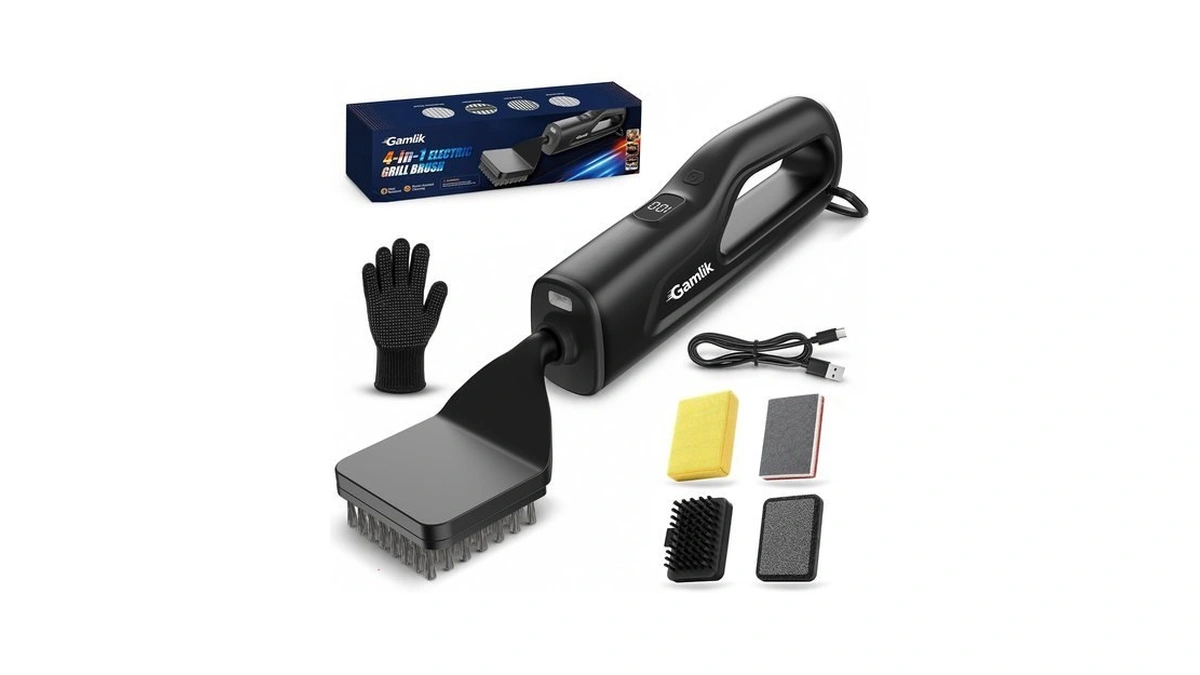 Electric Grill Brush With Led Light, Grill Cleaner For Outdoor