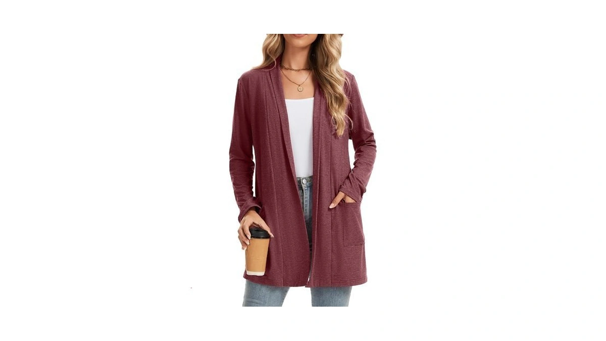Bosmeer Womens Tops Long Sleeve Lightweight With Pockets Cardigan Fall
