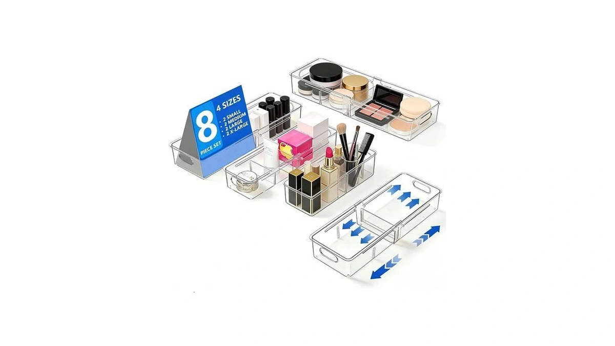 Llmrr 8 Pcs Expandable Drawer Organizer, Adjustable Desk Drawer Organizer