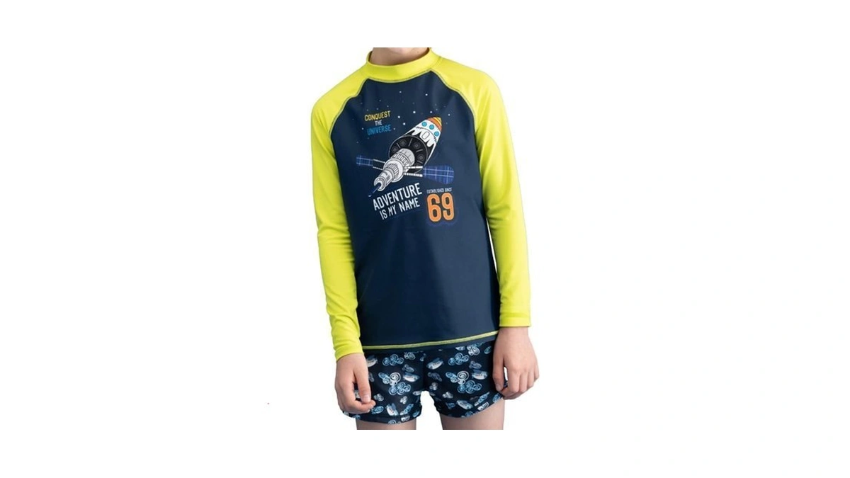 Julysand Toddler Boys Rash Guard Sets Blue Universe Swimsuit Fluorescent