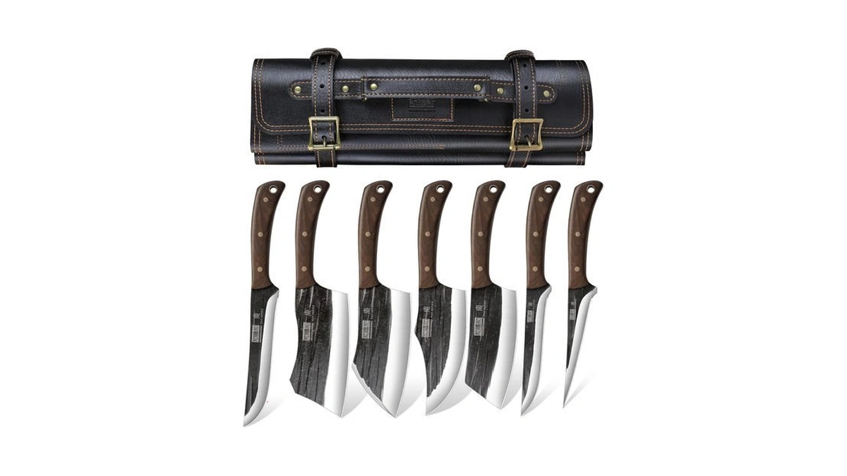 Hoshanho Butcher Knife Set, Sharp Kitchen Knife Set & Roll