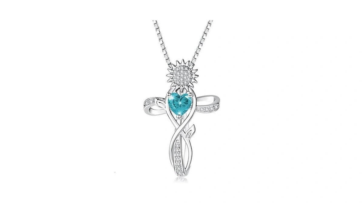 Heartmelody Sunflower Cross Necklace For Women, Infinity Necklace Birthday Gifts