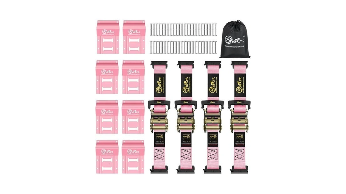 Onesnt E-track Ratchet Straps With Wheel Chock Tie Down Kit