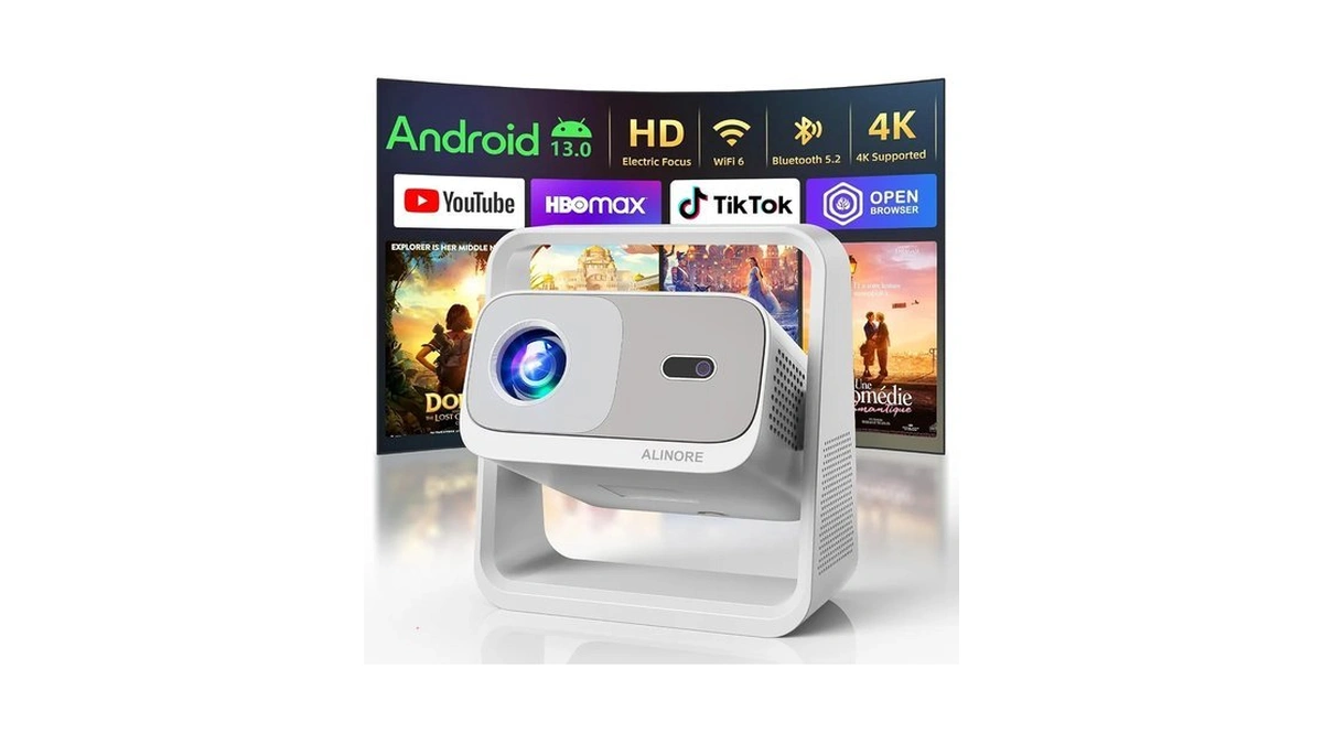 Smart Projector With Wifi6 And Bluetooth5.2, 2000ansi, Built-in Apps, 4k