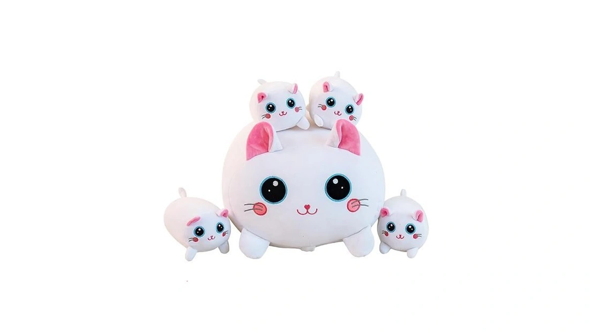 Gudisi Cat Plush Stuffed Animals With 4 Kitties Plushies,16" Soft