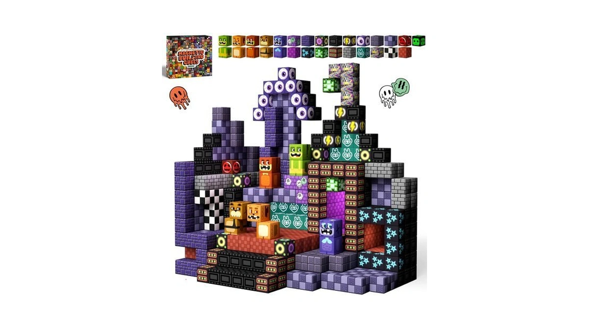 Idoot Monster Bear Magnetic Blocks, 100pcs Stem Magnet Building Toy