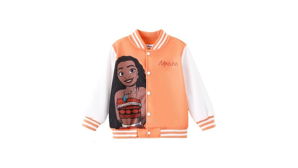 Disney Princess Moana Toddler Girl Varsity Bomber Letterman Baseball Jacket