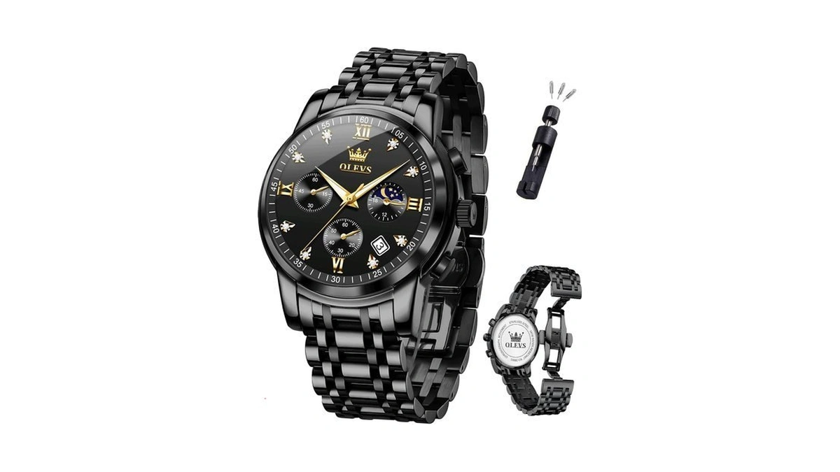 Olevs Watch Men Black Watches For Men Luxury Analog Quartz