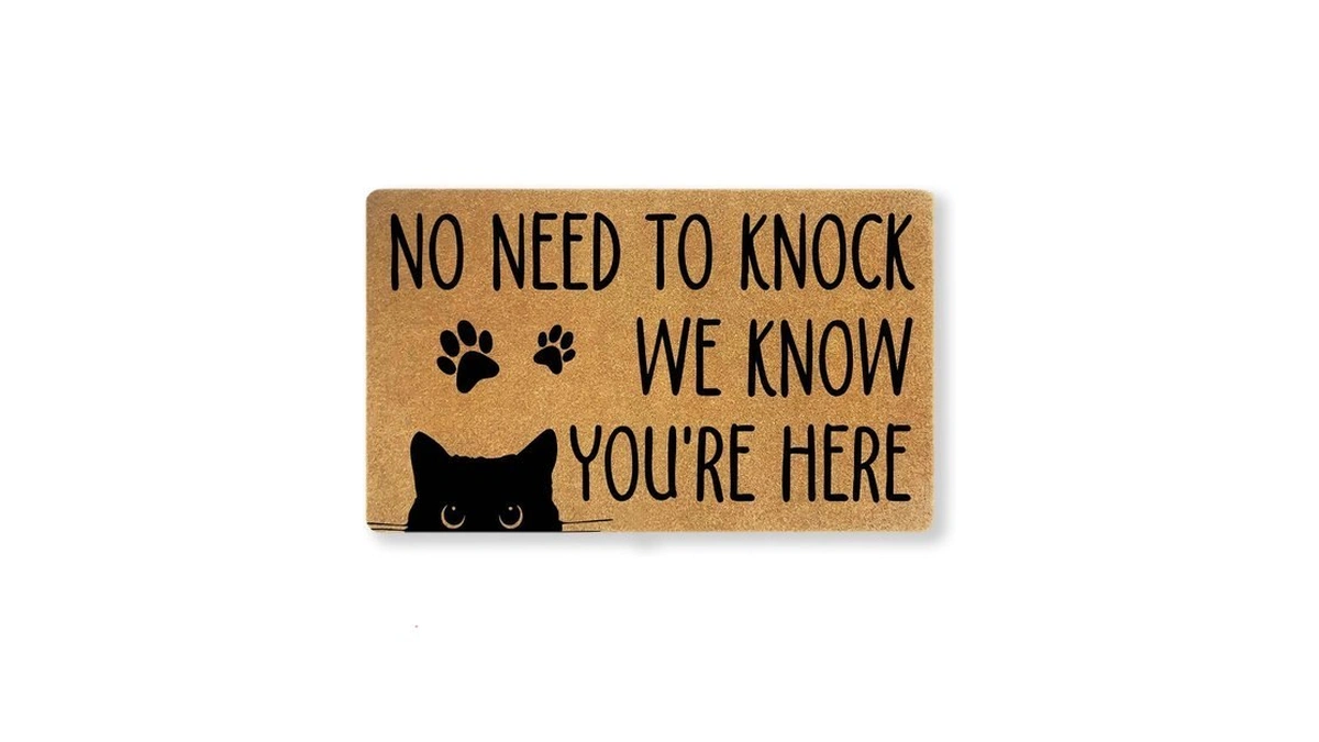 Gged No Need To Knock Black Cat Doormat