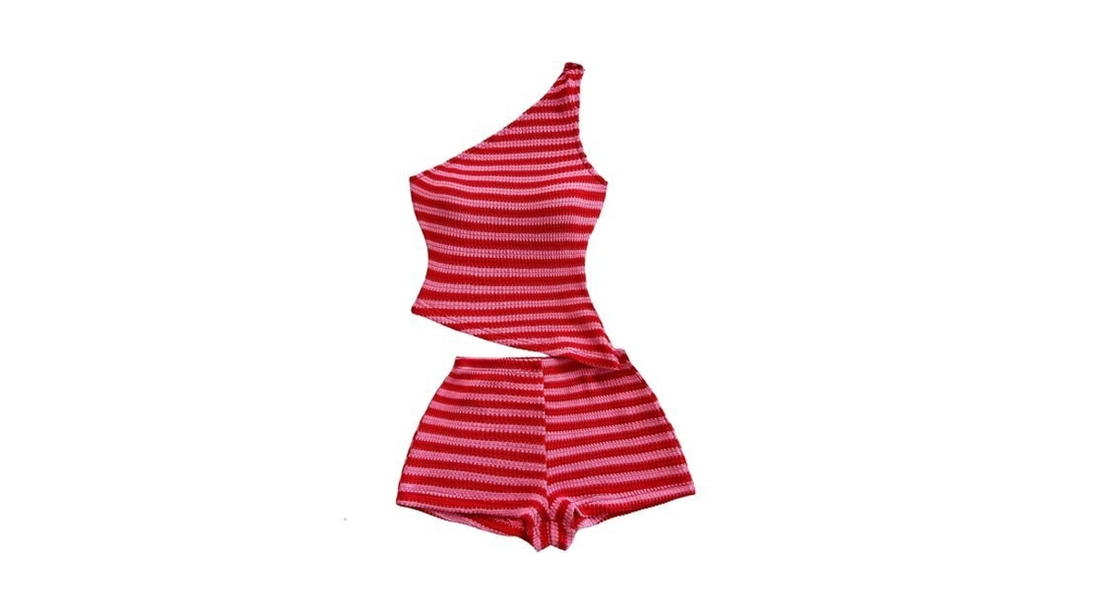 Beaudrm Women's 2 Piece Striped Off The Shoulder Tops And