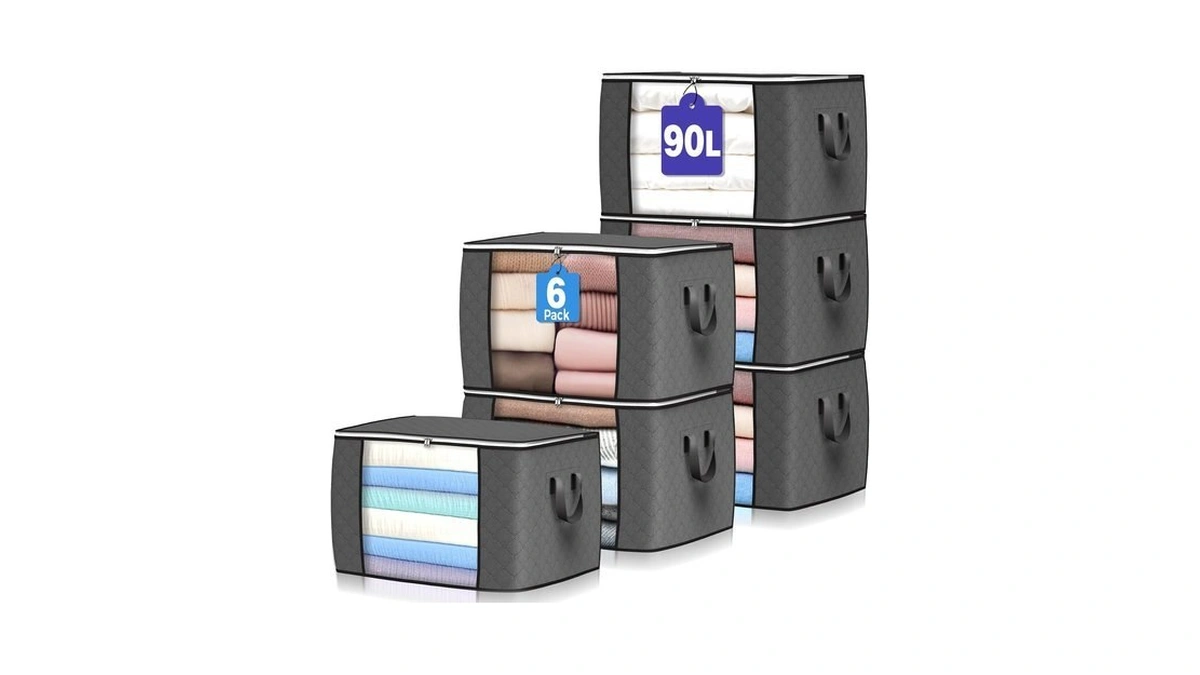 Amazon : 90l Large Storage Bags, 6 Pack Clothes S