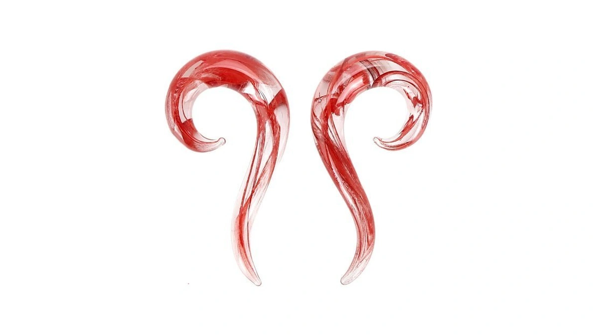 Yofanst 2pcs Glass Teardrop Spiral Ear Gauges Twist Hanger Stretchers