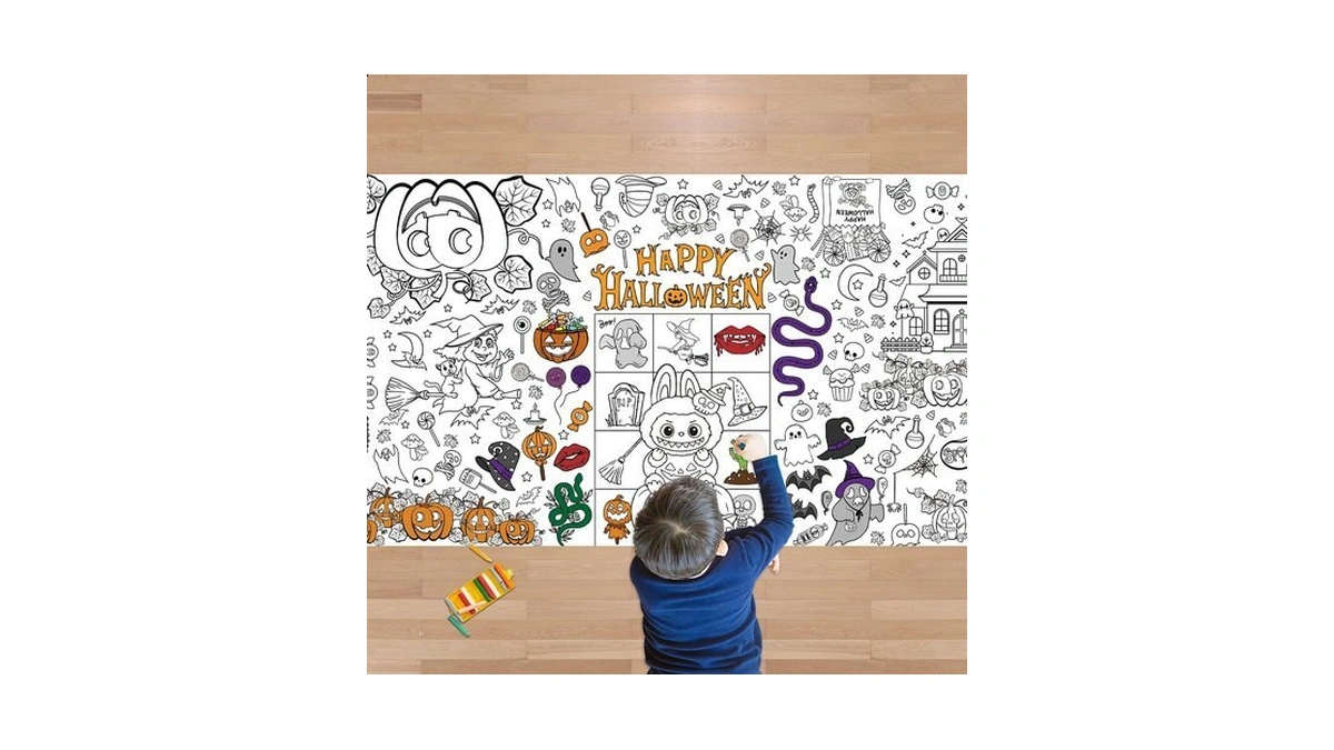 Jxsdwang Halloween Giant Coloring Tablecloth,halloween Crafts For Kids - 72x30