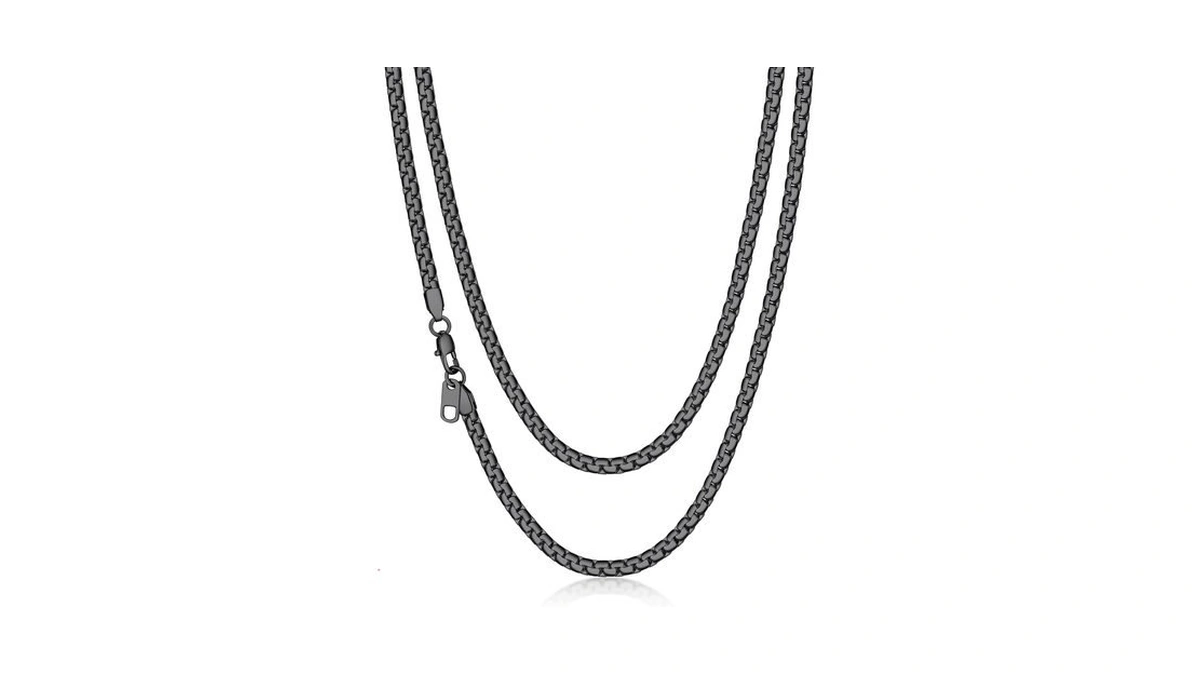 Suplight Stainless Steel Flat Box Chain Necklace 4mm Black Chains