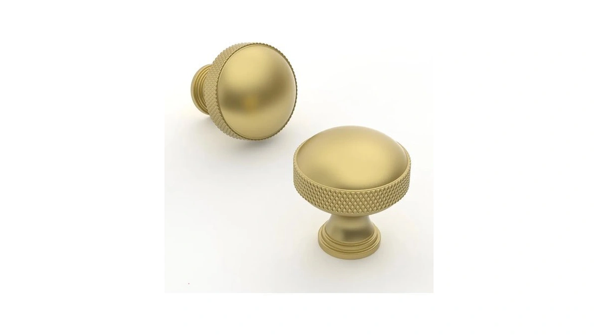 Talentedeco 10 Pack Brushed Gold Knurled Kitchen Cabinet Knobs 1-1/5