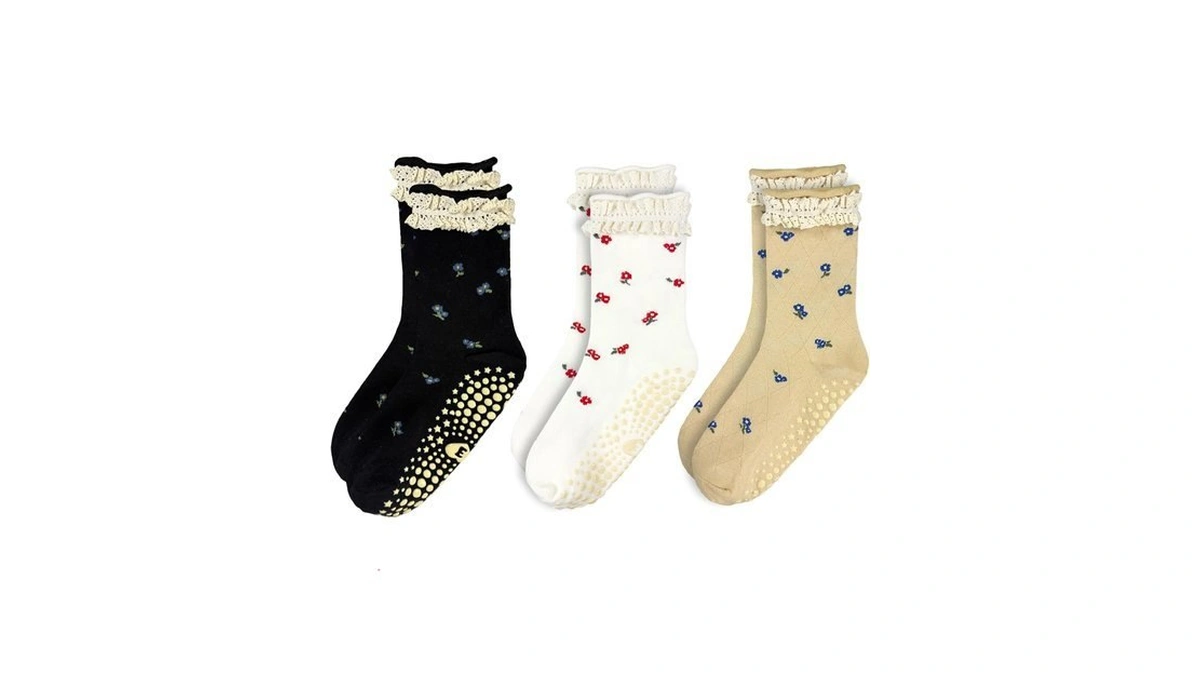 Ermo Nkes 3 Pairs Pilates Grip Ankle Socks For Women