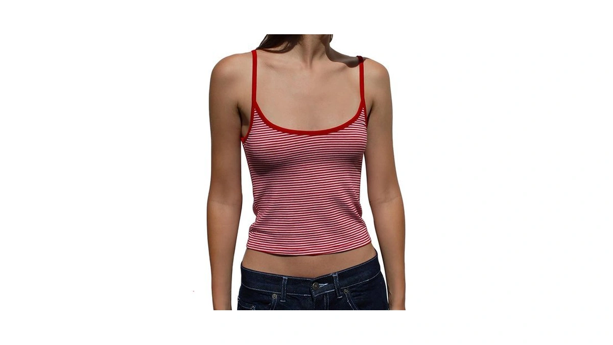 Women Y2k Stripe Tank Top Spaghetti Strap Scoop Neck Camisole