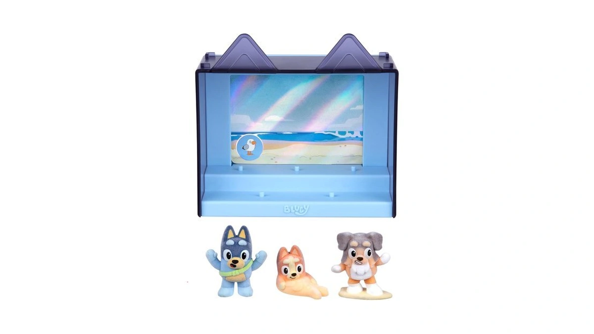 Bluey Fuzzies Episode Pack: The Beach, 3 Flocked Mini-figures
