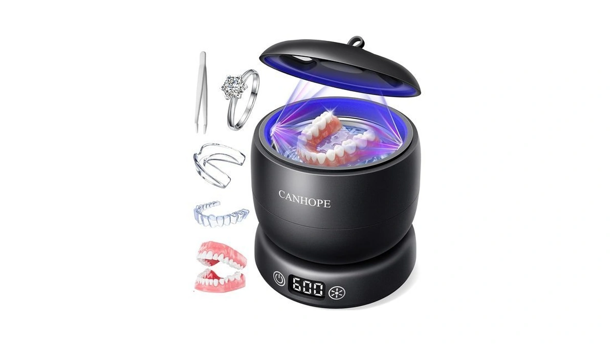 Ultrasonic Retainer Cleaner Machine, 42khz Dental Cleaning Pod For Dentures,