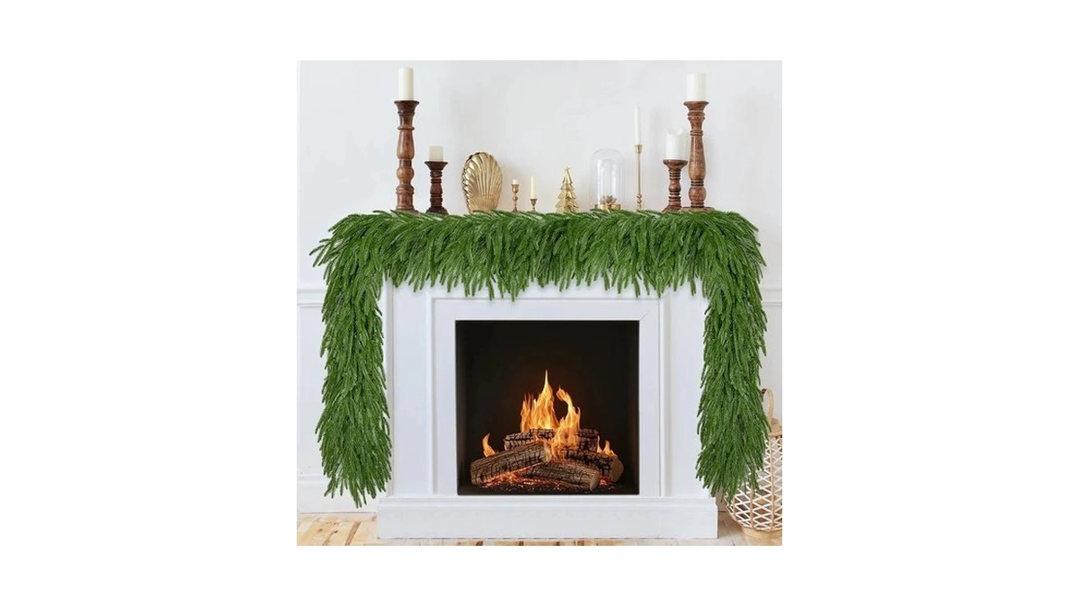 2pcs 9ft Christmas Garland Norfolk Pine Garland With Led Lights