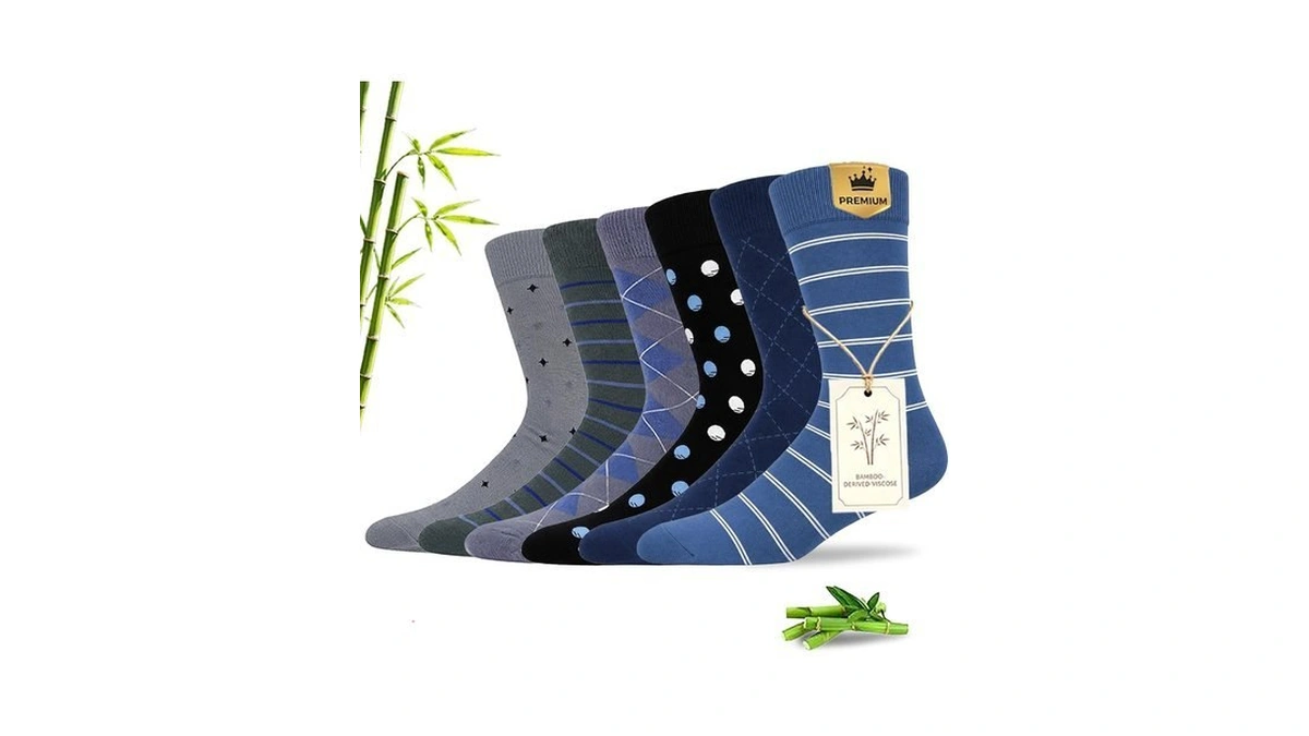 Makabo Mens 99% Bamboo Viscose Dress Socks Classic Crew Socks