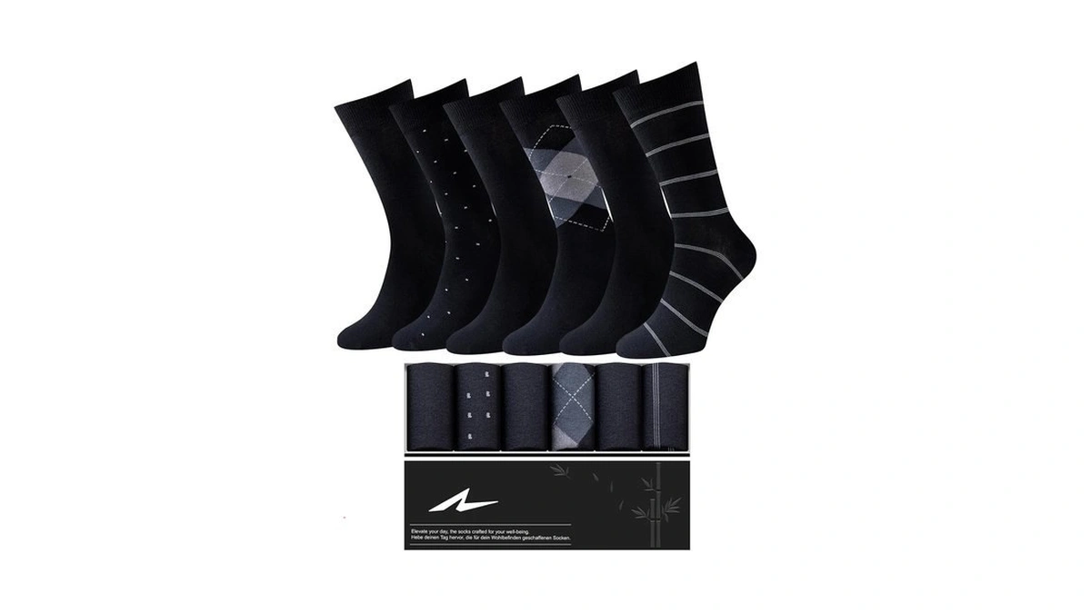 Niorasen Mens Dress Socks, 6 Pairs Soft Breathable Bamboo Rayon,