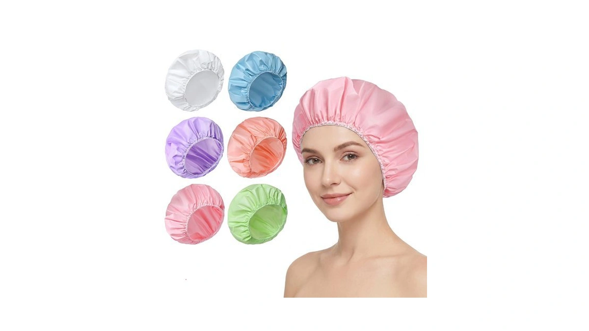 Chfong 6 Pcs Shower Capsfor Women, Reusable Waterproof Bath Caps