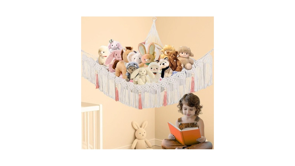 Stuffed Animal Hammock Corner, Plushie Net For Stuffed Animals, Macrame