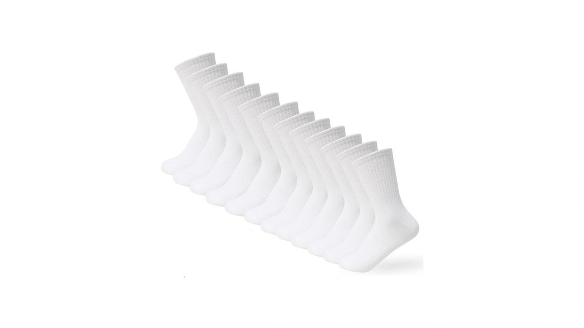 Youngtime Cotton Thin Athletic Ankle Socks,6 Pairs,white, Size 8-12