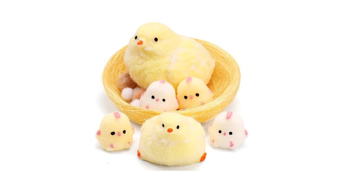 6pcs Taba Handmade Squishy Chick Toys, Stress Relief Squeeze Toys