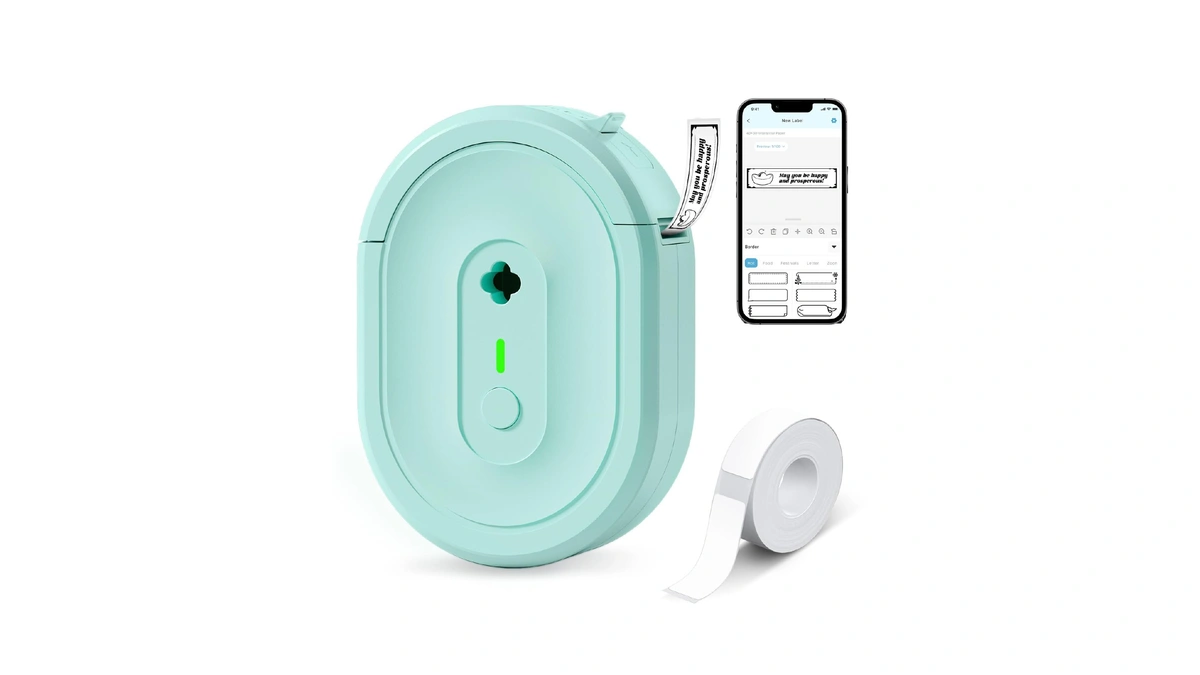 Ndyin N12 Label Maker Machine With 1 Tape Bluetooth Label