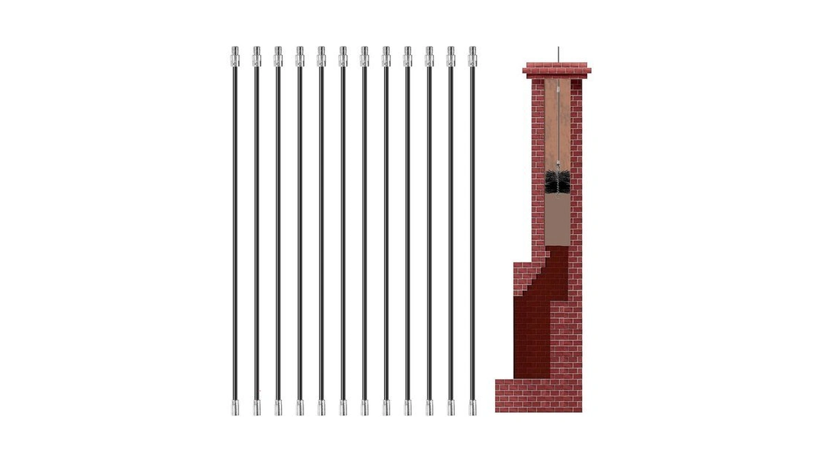 36ft Total Fiberglass Chimney Cleaning Rod - Chimney Brush Rod