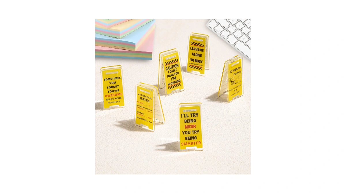 Funny Sticky Note Holder - 6 Pack Note Holder Clips,