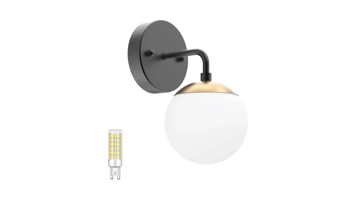Tipace Black And Gold Wall Light,mid Century Modern Globe Wall