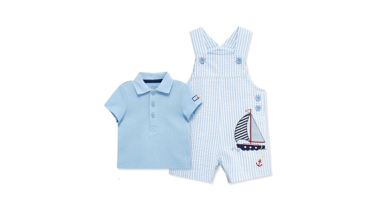 Little Me Baby Boys Sailboat T-shirt And Shortall Set, Blue,
