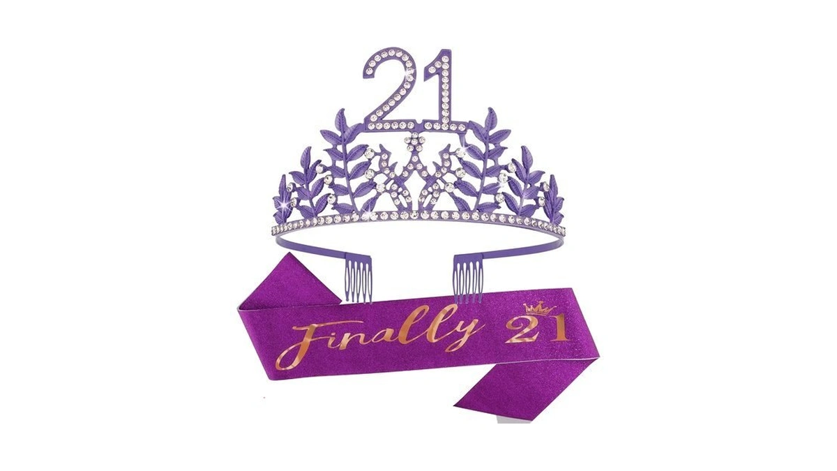 Purple 21st Birthday Sash And Tiara, 21st Birthday Decorations For