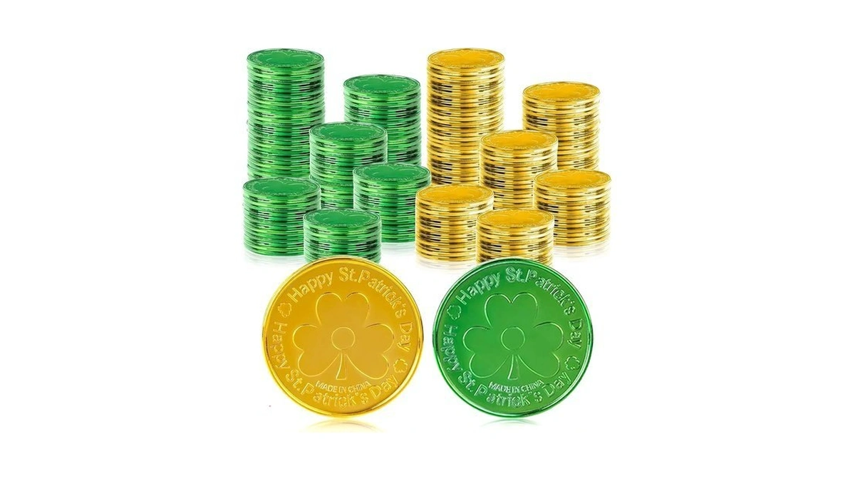 Enriq 160 Pcs St Patricks Day Gold Coins - Shamrock