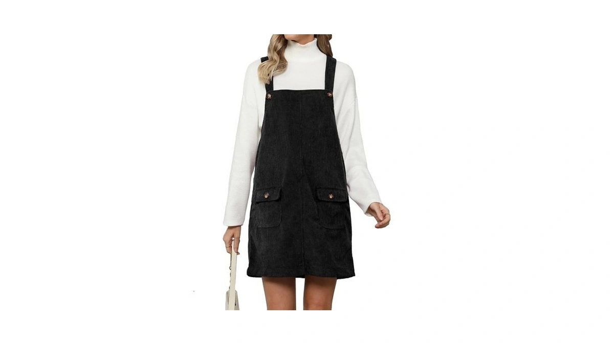 Luvamia Womens Fashion Corduroy Overall Dress - Adjustable Straps, Casual