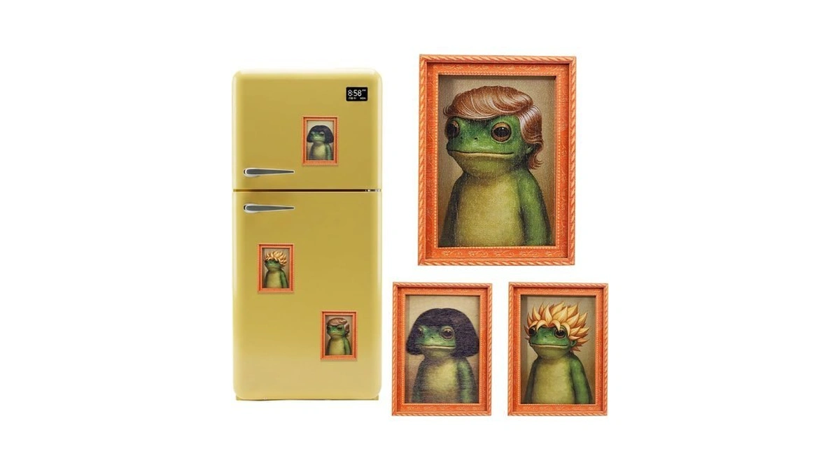 3pcs Funny Frog Fridge Magnet, Cute Retro Mini Framed Frog