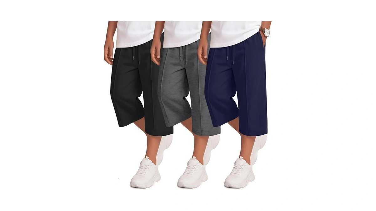 Joymotion 3 Pack Boys Capri Pants Long Shorts, 3-color, 11-12