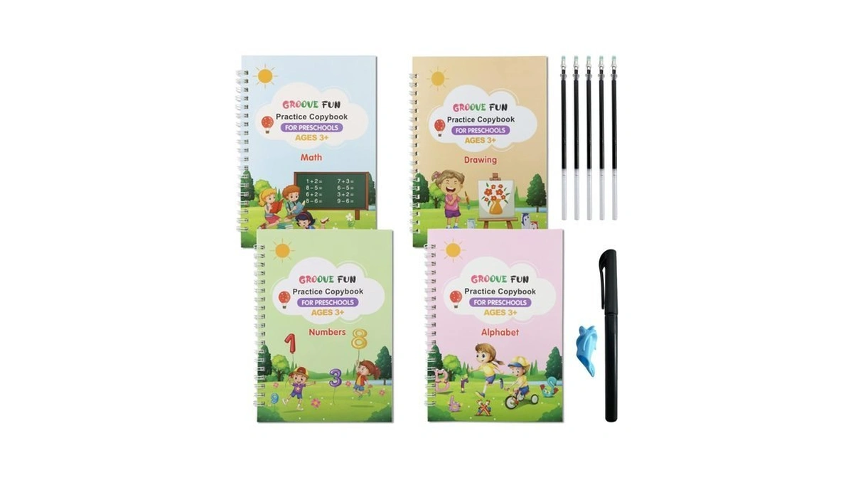 Bangboom 4 Pack Grooved Handwriting Books For Magic Practice Copybook