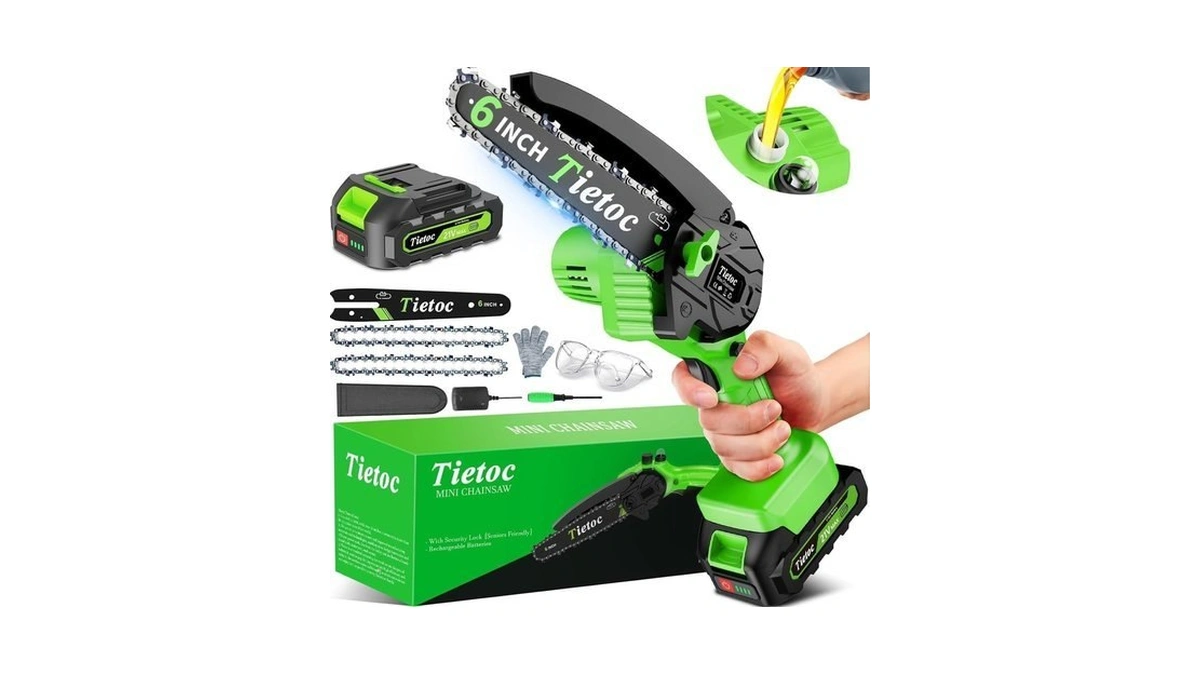 Tietoc Chainsaw 6 Inch Mini Electric Chainsaw Cordless Battery Powered,