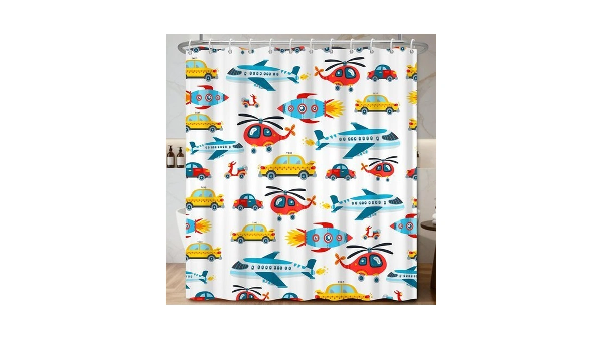 Naembcu Transportation Shower Curtain With Hooks 71x74 Inch