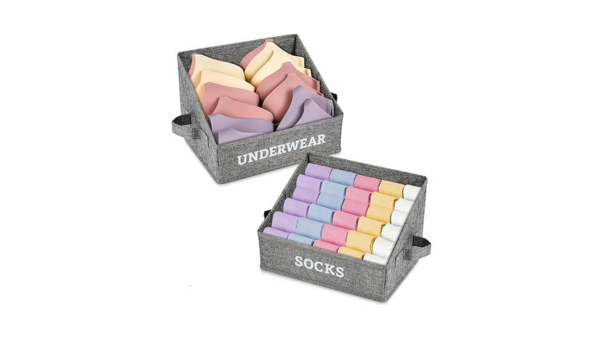 Lukeline 2 Pack Underwear And Sock Organizer,foldable Closet Storage With