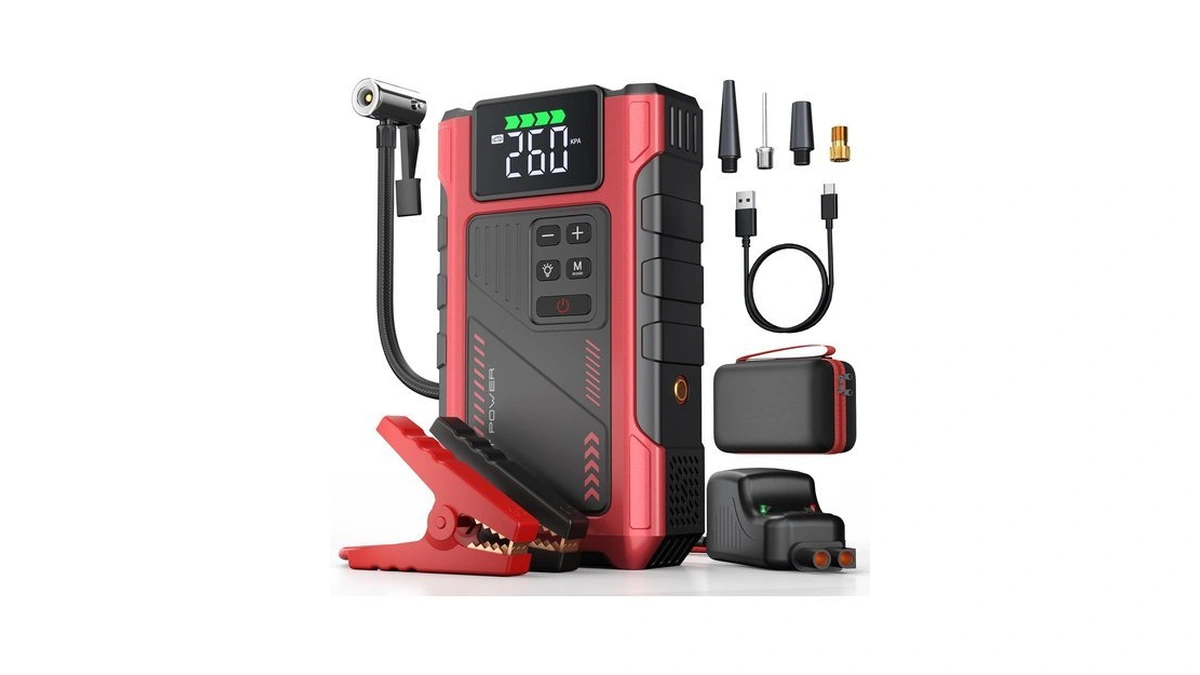 4500a Car Jump Starter With Air Compressor, Portable Battery Charger