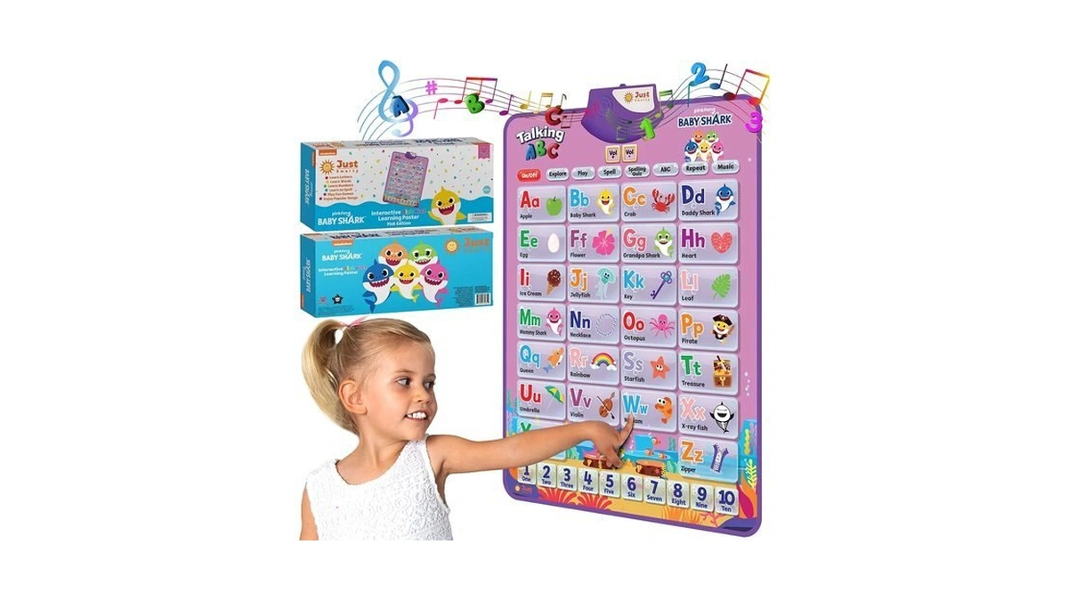 Just Smarty Interactive Alphabet Wall Chart, Pinkfong Baby Shark Pink